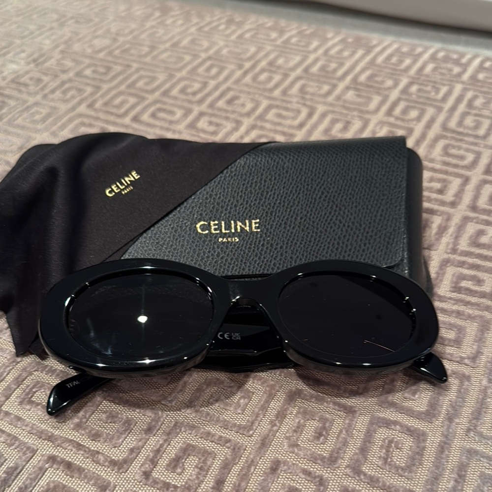 Celine Triomphe Oval Sunglasses, 52mm black